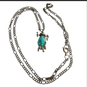 Elegant Silver Necklace with Teal Pendant